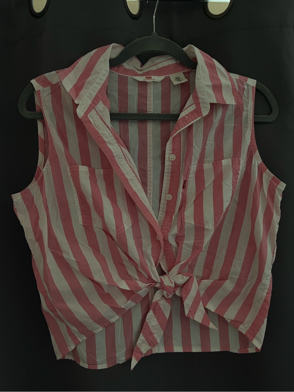 Levi's Pink and White Striped Tie-Front Camisole